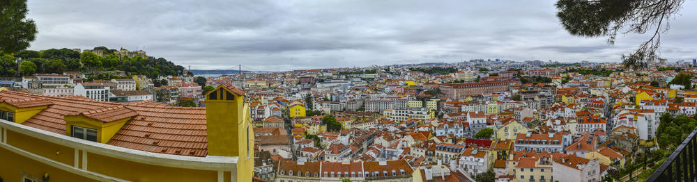 High angle view of townscape against sky