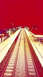 High angle view of railroad station against clear sky