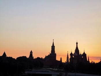 Silhouette of building against sky during sunset