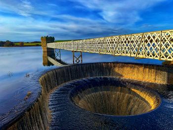 Metallic bridge against sky