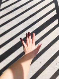 High angle view of woman hand outdoors