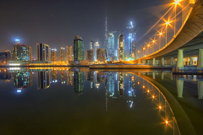 Illuminated city at night