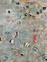 High angle view of fishing net