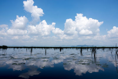 Scenic view of lake against sky