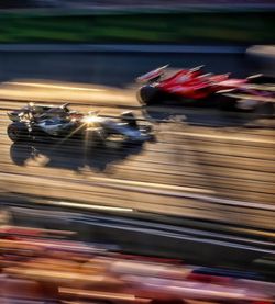 Blurred motion of car on road