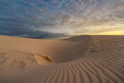 Scenic view of beach against sky during sunset