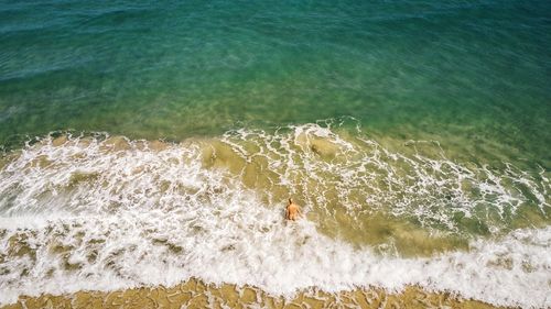 High angle view of person in sea