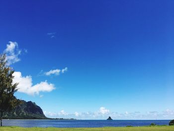 Scenic view of sea and blue sky