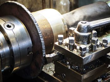 Close-up of machine part in factory