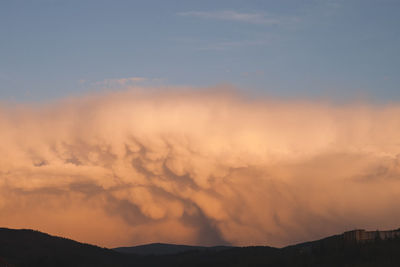 Scenic view of mountains against cloudy sky