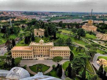 High angle view of buildings in city