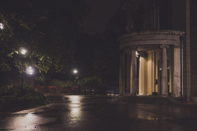 View of illuminated building