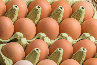 Full frame shot of eggs in market