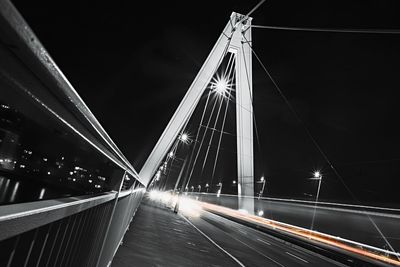 Light trails on road at night