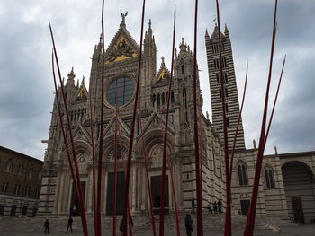 Low angle view of temple building against sky