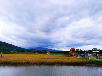 Scenic view of field against sky