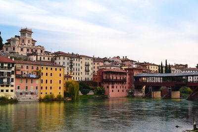 River by city against sky