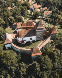 Aerial view of fortified church