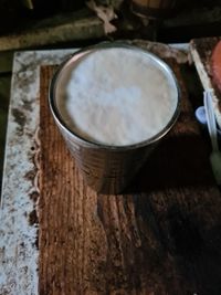 High angle view of coffee on table