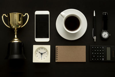 Directly above shot of coffee cup on table