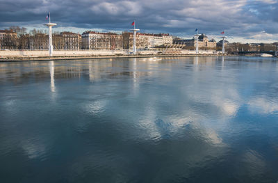 Reflection of buildings in river in lyon