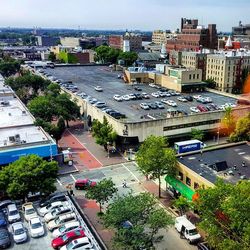 High angle view of city street