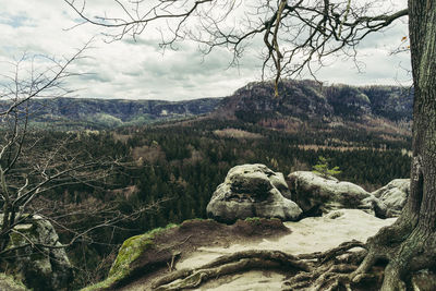 Scenic view of mountains against sky