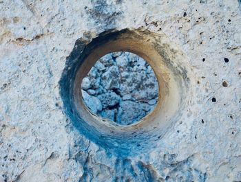 Close-up of hole on wall