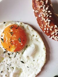 High angle view of breakfast in plate