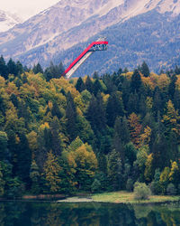 Scenic view of trees and mountains during autumn