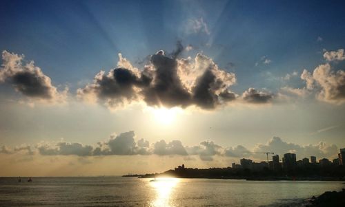 Scenic view of sea at sunset