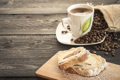 Close-up of coffee cup on table