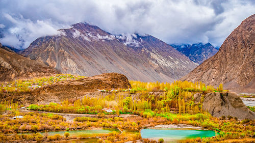 Scenic view of mountains against sky