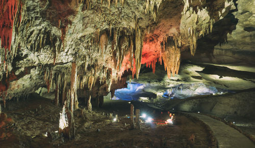 View of illuminated cave