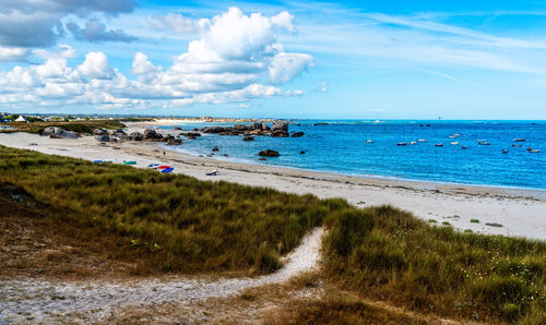 Scenic view of beach against sky