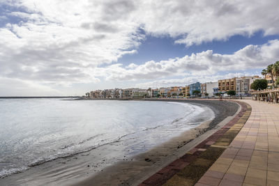 Panoramic view of beach against sky in city