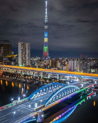 Illuminated city at night