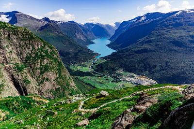 Scenic view of mountains against sky