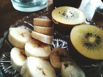 High angle view of bread on table
