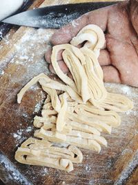 Close-up of raw noodles