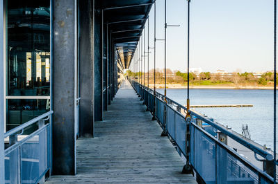 Narrow walkway along walls