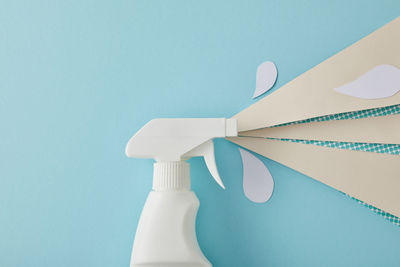 Close-up of dental equipment against blue background