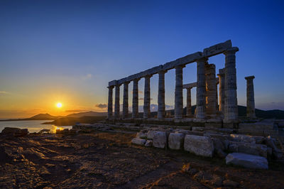 Built structure against sky during sunset