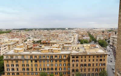 Rome and vatican city skyline from window of the vatican museum in cloudy day