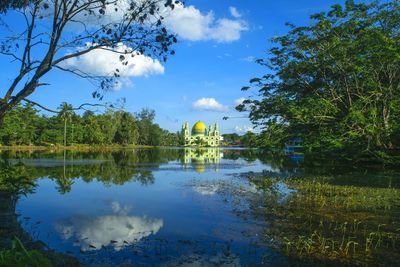 Scenic view of lake against sky