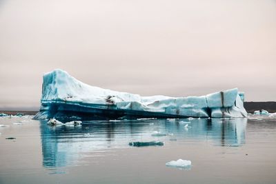 Scenic view of frozen lake against sky during winter