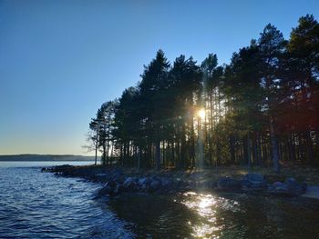 Scenic view of sea against clear sky