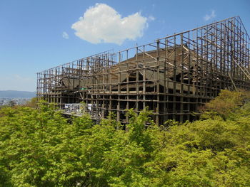 Low angle view of construction site against sky