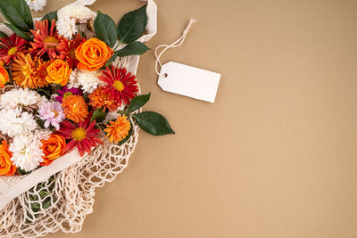 High angle view of bouquet