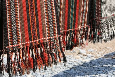 Close-up of clothes drying on clothesline